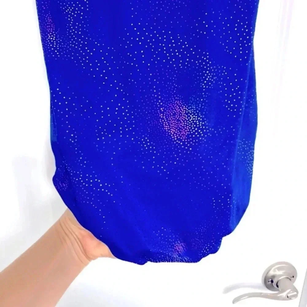 Girls Size 10 Sparkly Blue One Piece Swimsuit NWT Galaxy Print